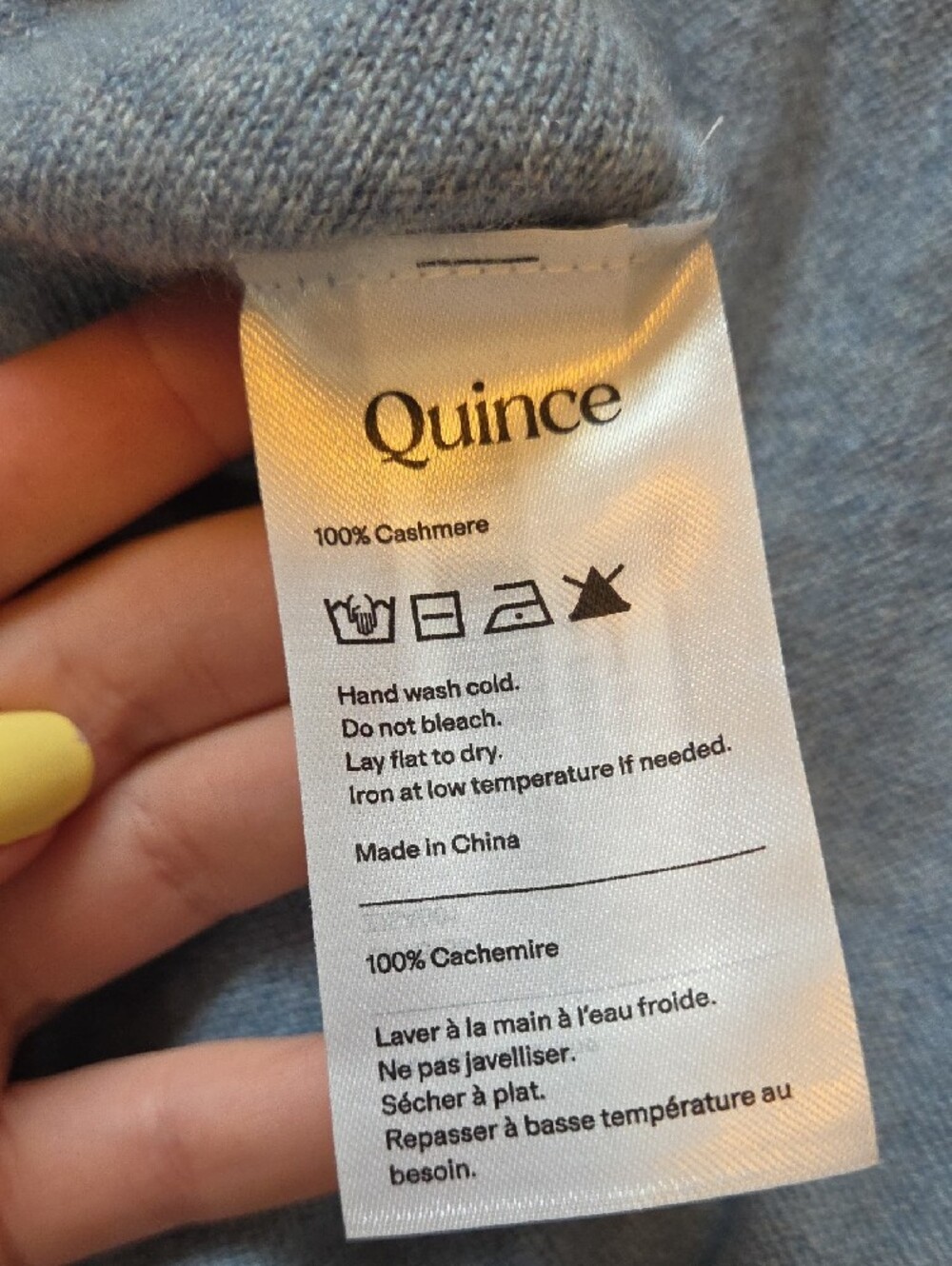 Quince Blue Cashmere Henley Sweater In Small Worn 3x - Picture 3 of 3